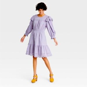 Universal Thread Purple Eyelet Trim Dress